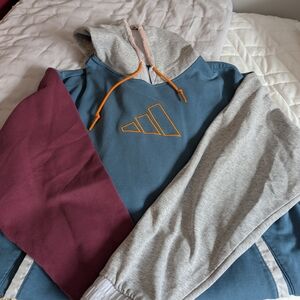 Adidas Blue, Gray, and Maroon Men's Hoodie